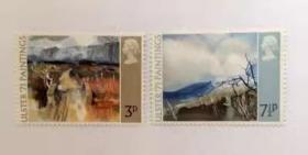 Q英国 1971 北爱尔兰绘画 2枚新 邮票（443）