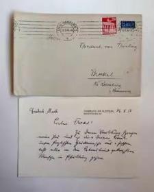 Q德国 1950 勃兰登堡门票内附信 实寄封（23）