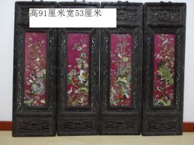 大清乾隆珐琅彩花鸟纹瓷板画四条挂屏