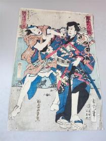 十九世纪日本浮世绘名家丰原国周版画原作