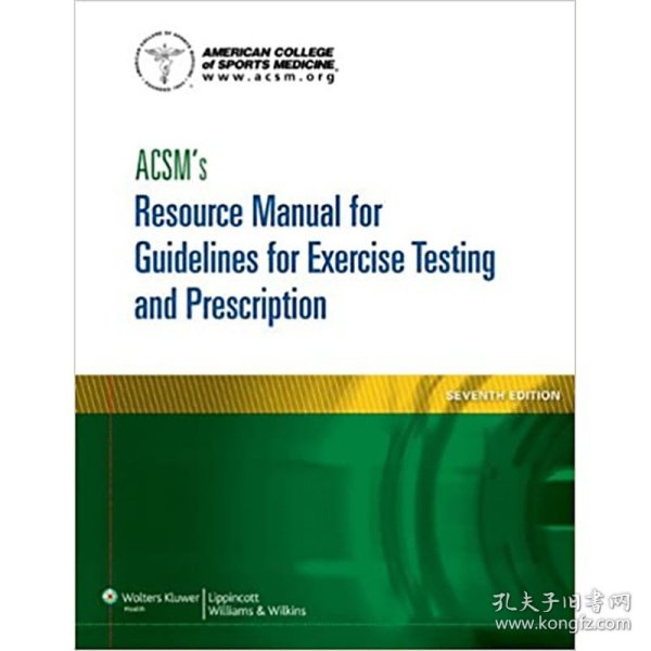 现货 ACSM's Resource Manual for Guidelines for Exercise Testing and Prescription，ACSM运动试验与运动处方指南资源手册【特种医学】