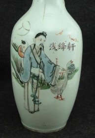 (816)民国浅绛彩瓷名家汪永太《右军妙笔》花瓶-42