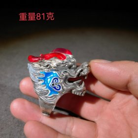 旧藏 藏银镶嵌宝石戒指 1748 配饰