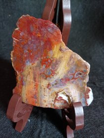 原石摆件（五），尺寸8*7*0.7CM，颜色鲜艳、红红火火，材质（ShanHu玉）