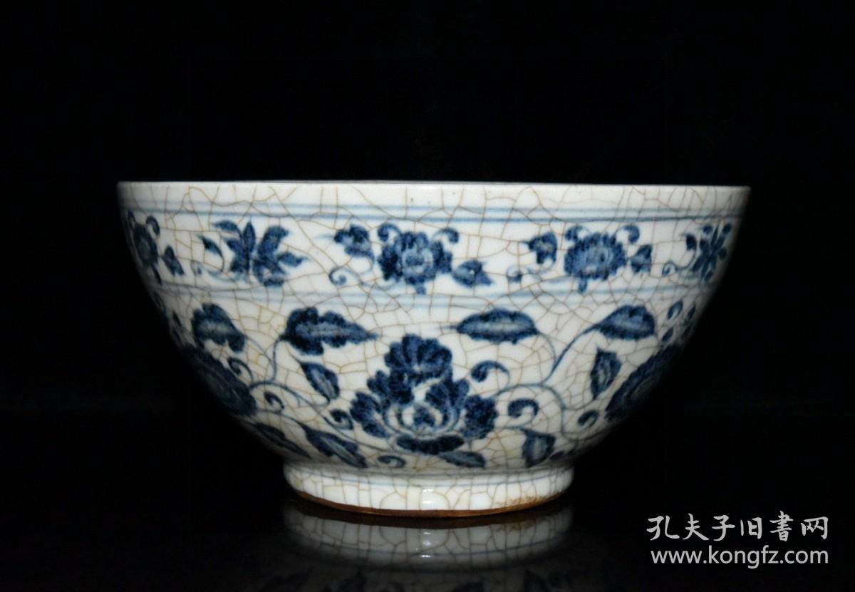 一线精品老货收藏 明代青花孔明碗【12x24cm】