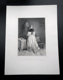 1836年石版画《卧室内的一位女士》