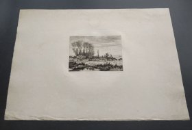 1880年原创蚀刻版画《普瓦捷的自然风光》