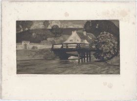 1910年原创飞尘法蚀刻版画《边境》