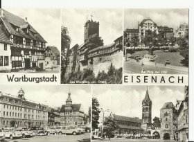 【编号：793】Wartburgstadt EISENACH 1976年12月14日德国实寄黑白老明信片 vintage