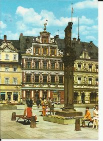 【编号：785】Erfurt Gildehaus 德国灯塔邮票实寄街景老明信片 vintage
