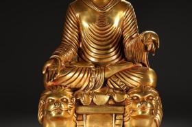 明 精铸铜胎鎏金印度斯瓦特风格释迦牟尼佛坐像