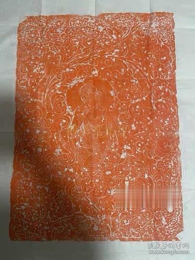 拓片唐代线刻观音 碑帖拓片 绘画 线刻艺术 朱砂水月观音原石原拓