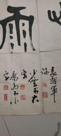 袁耀军、少云、乔雨合作诗、大字、小字“杏花春雨”（诗曰：雨花多情年年来，佳节倍思雨花台。雨花台上看花开，春风拂面温馨怀）