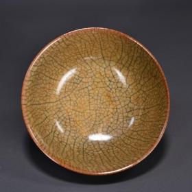 宋哥窑金丝铁线纹碗 海外回流老瓷器老货古董古玩收藏