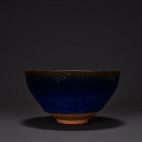 宋建窑“供御”款耀变蓝斑盏 海外回流老瓷器古董古玩收藏