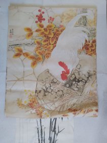 国画挂历宣纸画页8张：鸡+竹