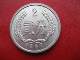 硬分币：多肉错版87年贰分(珍稀罕见)
