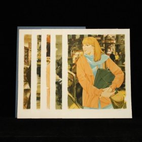 日本    齐藤三郎  【Les Parisiennes】（巴黎女郎）  手刷石版画画集    全5枚    限150部   亲笔签名    画芯53*41cm   Vision Nouvelle Paris出品    装饰画