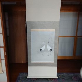 上村淳之   双鹤   套色手刷石版画    限200部   EA版    日本原装精裱挂轴   画芯尺寸不详    日本画   花鸟画   装饰画