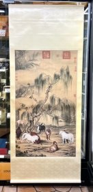 日本二玄社：清  郎世宁   八骏图    绢本  挂轴  原大原色原质地精印   精装木盒双重函套  故宫博物院の名蹟  郎世宁 八骏図 15万日元