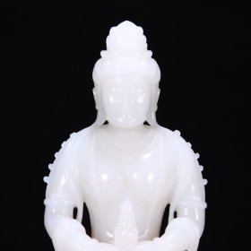 旧藏：新疆和田白玉雕佛像。 规