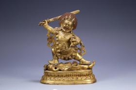 十八世纪，藏传 铜鎏金大红司命主造像。