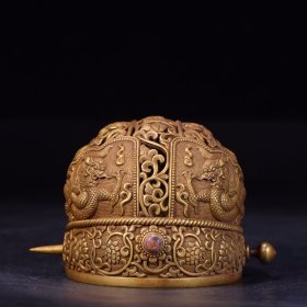 欧洲回流：铜鎏金太子发冠。
规格