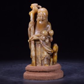 回流：老寿山芙蓉石雕“寿仙”摆件。
规格