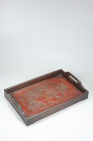 旧藏 紫檀镶竹雕陆增祥款清供图文盘
规格43.5克