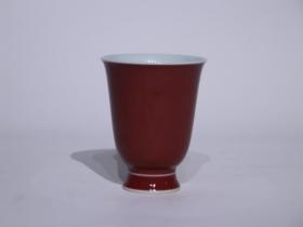 明敦睦堂年制 祭红釉铃铛杯。高度10.3cm口径8.3cm