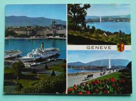 外国明信片，瑞士——中国北京，实寄片。