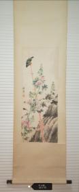 日本回流 常熟民国时期著名画家陈摩 花鸟 旧裱立轴