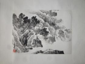 常熟已故著名画家柴生华 水墨山水小精品 已裱镜片