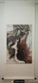 常熟高寿画家张铎 精品山水画 秋山鸣琴图 原裱中堂立轴 真迹