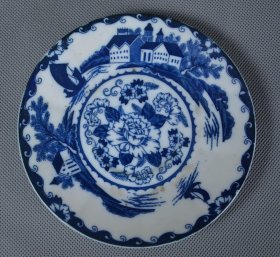 老青花山水花鸟盘   全品    古玩瓷器摆件 瓷盘 全品 瓷器摆件  编号81