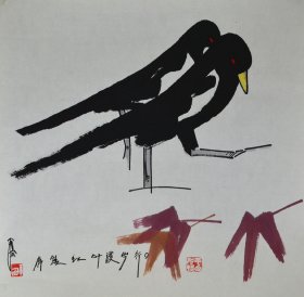 贾平西   红叶双雀 书画名家 手绘真迹 客厅 办公室 书房 收藏 礼品 壁画 挂画