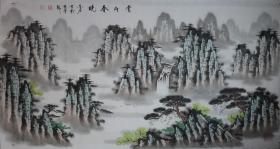 刘金石先生 六尺整张 山水作品 《云山春晓2》尺寸约180x95厘米