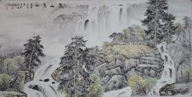河北省著名画家 王献彬先生四尺整张山水作品《高山流水4》尺寸约138x68厘米