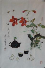 华杰  四尺三开  《清香百合》