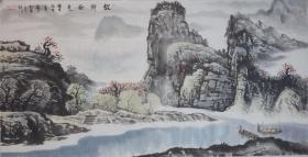 河北省著名画家 王献彬先生四尺整张山水作品《故乡秋色》尺寸约138x68厘米