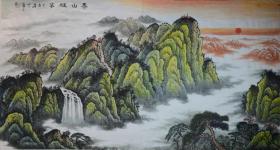 何云峰  六尺整张山水画《泰山雄姿》带作者彩页