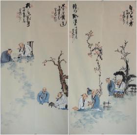 李力民 《禅意四条屏1-3》  带作者彩页，作品尺寸138x34厘米x4