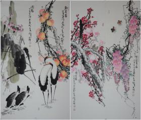 刘顺兵  四条屏《花鸟四条屏9》，尺寸约135x34厘米x4