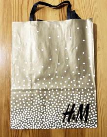 瑞典服装服饰品牌H&M金黄色和白色波点环保购物袋纸袋子 仅此一个