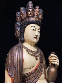 明清大型木雕佛像，十一面观世音菩萨尊像