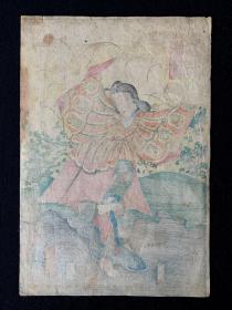 江户时期，歌川丰国，浮世绘版画，双连张，梁祝化蝶图。