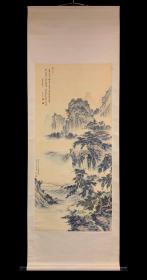 大山水 青绿山水 绢本立轴 回流字画 日本字画