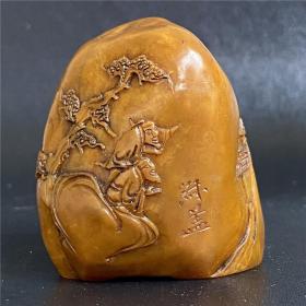 一口价古董清代老寿山石田黄石印章摆件纯手工雕刻人物山水文房用品收藏买家自鉴特价包邮