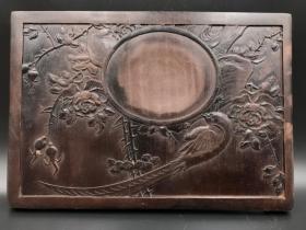 一口价古董民国老物件喜上枝头文房四宝用品砚台精雕摆件买家自鉴特价包邮