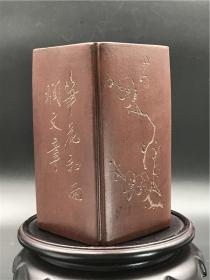 一口价紫砂笔筒古董民国老物件文房用品纯手工制作刻字花卉买家自鉴特价
